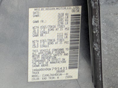 2016 Nissan Frontier SV