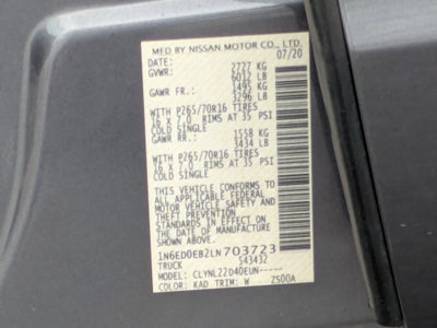 2020 Nissan Frontier SV