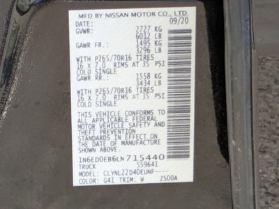 2020 Nissan Frontier SV