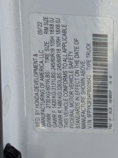 2023 Honda Ridgeline RTL