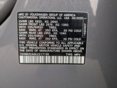 2020 Volkswagen Atlas Cross Sport 3.6L V6 SE w/Technology 4Motion