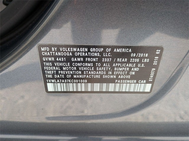 2019 Volkswagen Passat 2.0T Wolfsburg