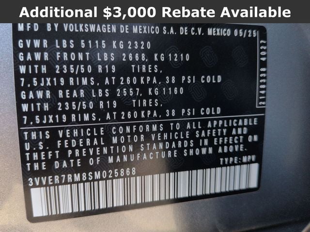 2025 Volkswagen Tiguan 2.0T SE